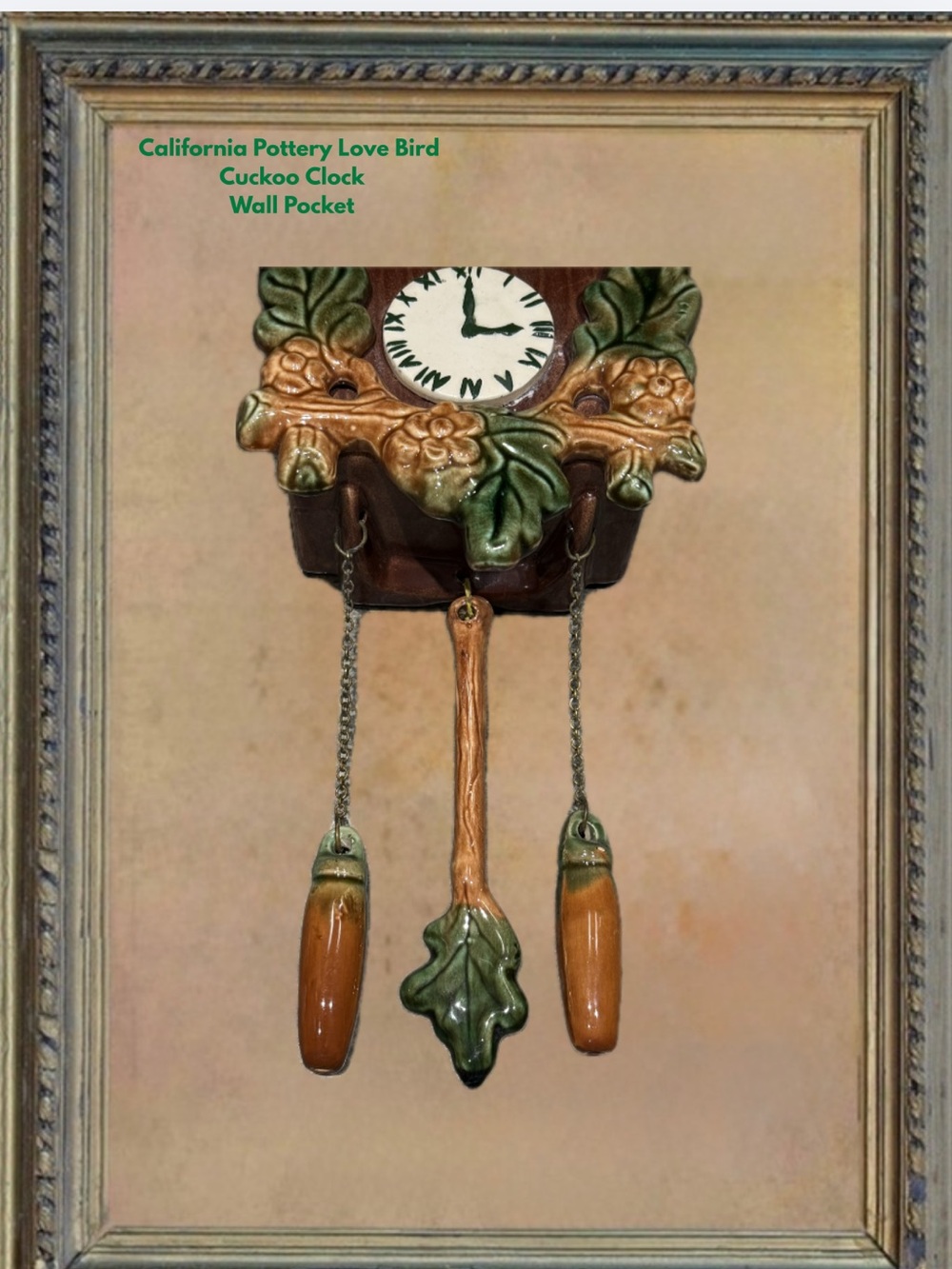 50’s California Pottery Ceramic Cuckoo Clock Wall Pocket Planter. - Picture 5 of 11